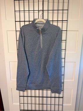 Men's Heather Blue Quarter-Zip long sleeved shirt